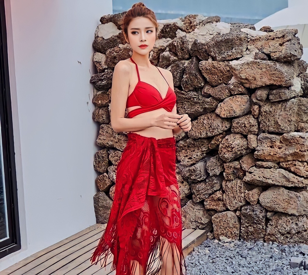 [HCM] SET BIKINI KÈM KHĂN CHOÀNG HOA CAO CẤP BEYEU1688 - BY4292