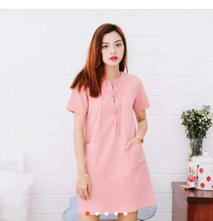 Đầm body thun sọc chéo tà