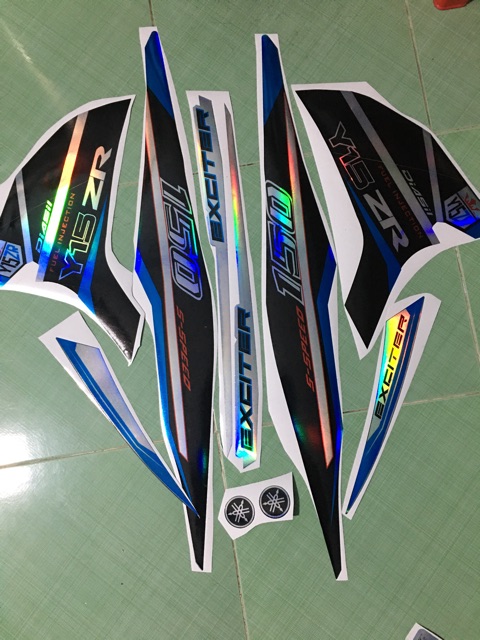 Tem exciter 150 Y15ZR xanh đen crom