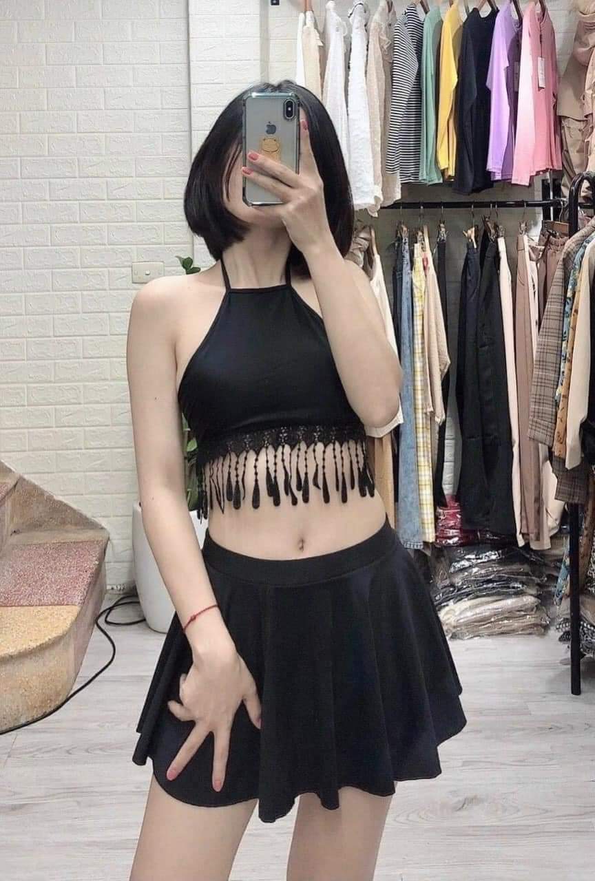 Bikini hai mảnh đồ bơi đi biển yếm rua váy xòe gợi cảm MARINA028