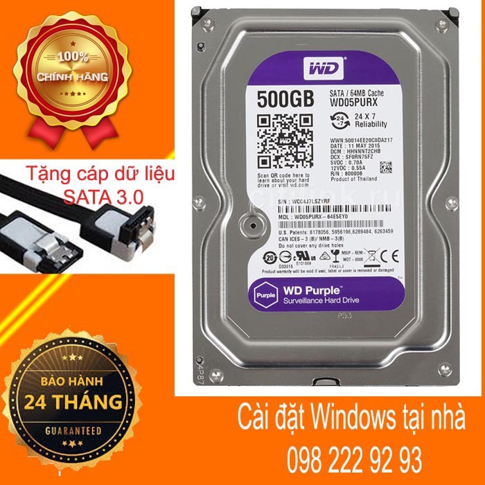 HDD 500GB chuyên camera bảo hành 24 tháng