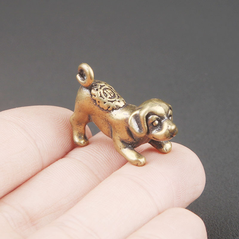 Tượng Nhỏ Bằng Đồng Hình Chó Con (Kích Thước: 3.0 x 2.2cm)