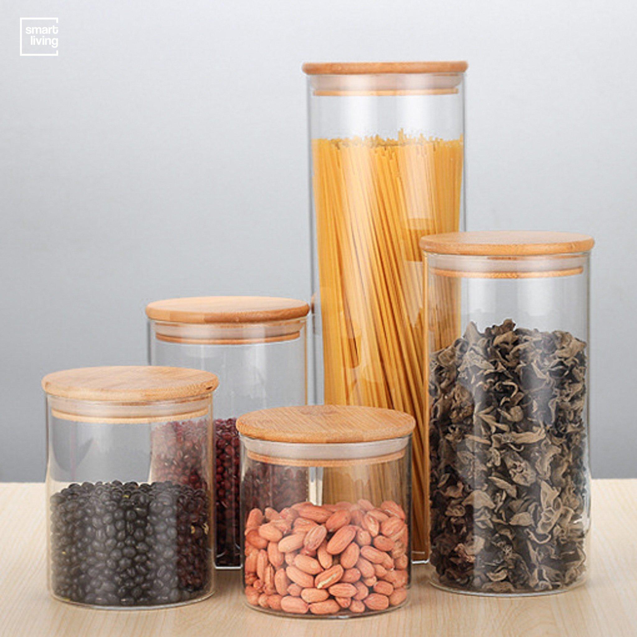 Lọ thủy tinh borosilicate nắp gỗ 450ML