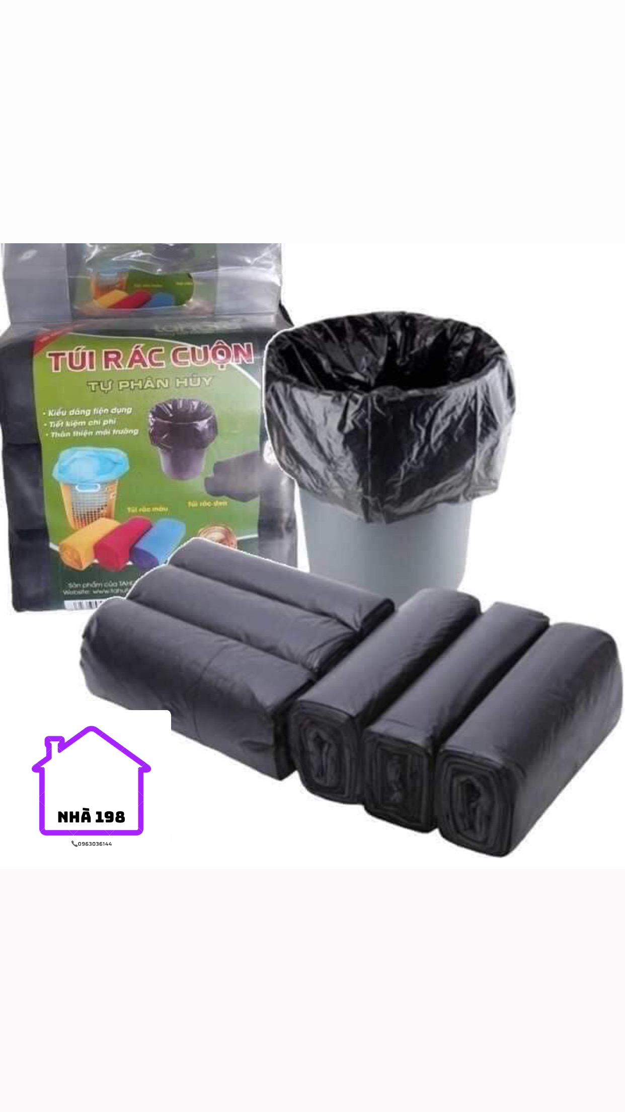 Set 3 cuộn túi đựng rác sinh học tự phân hủy