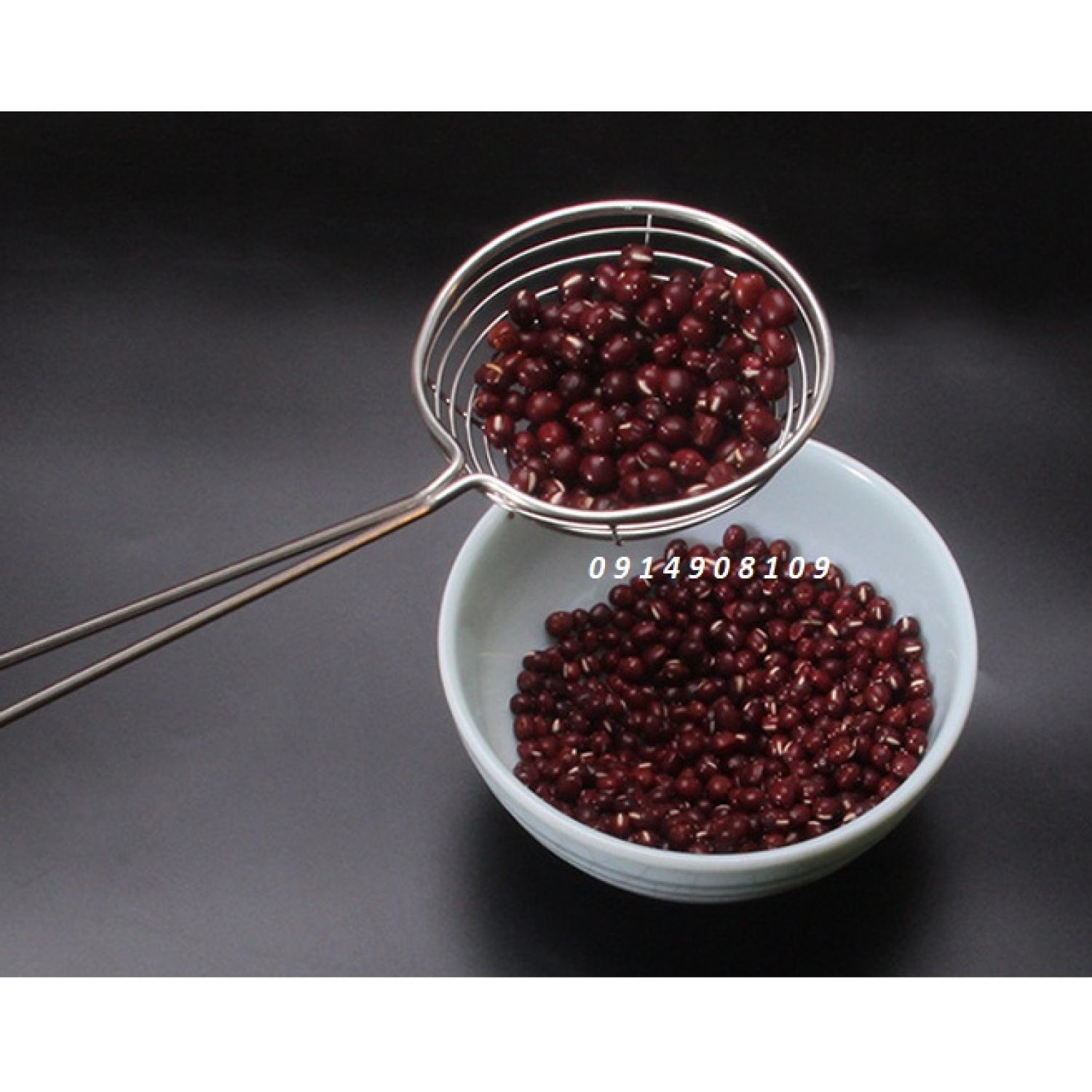 Vợt múc topping cán đỏ, múc lẩu đa năng