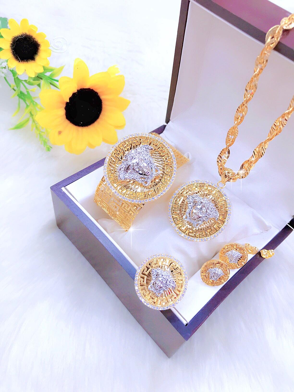 Trang Sức Bộ Hoa - Givishop - B4070706 , Bền Màu, Sáng Như Vàng Thật, Chất Liệu Bạc Thái, Không Đen - Thiết Kế Đi Tiệc, bo nu trang vang 18k dep, vang cuoi dep, mau vang trang suc dep, mau nu trang vang dep, day vang tay, nu trang tron bo vang 18k