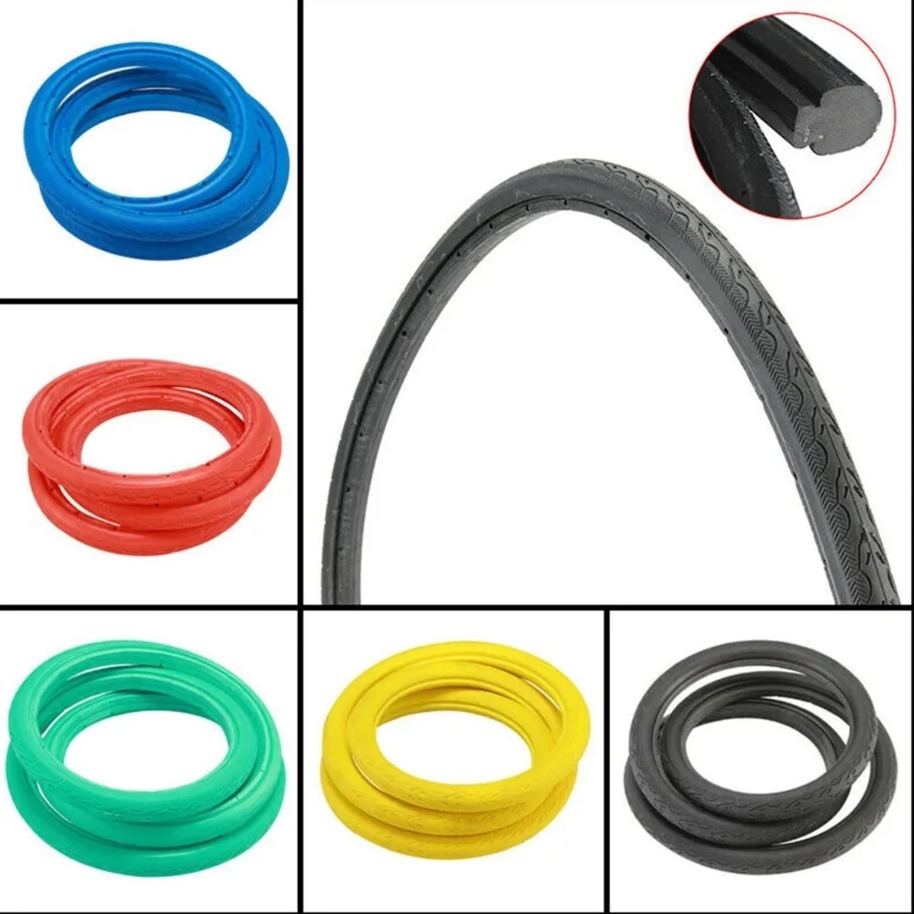 Lốp (Vỏ) đặc không săm xe đạp Fixed Gear Single Speed 700x23C màu đen