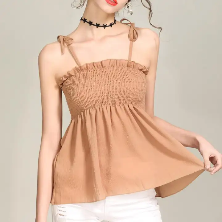 ruffle tube top with straps