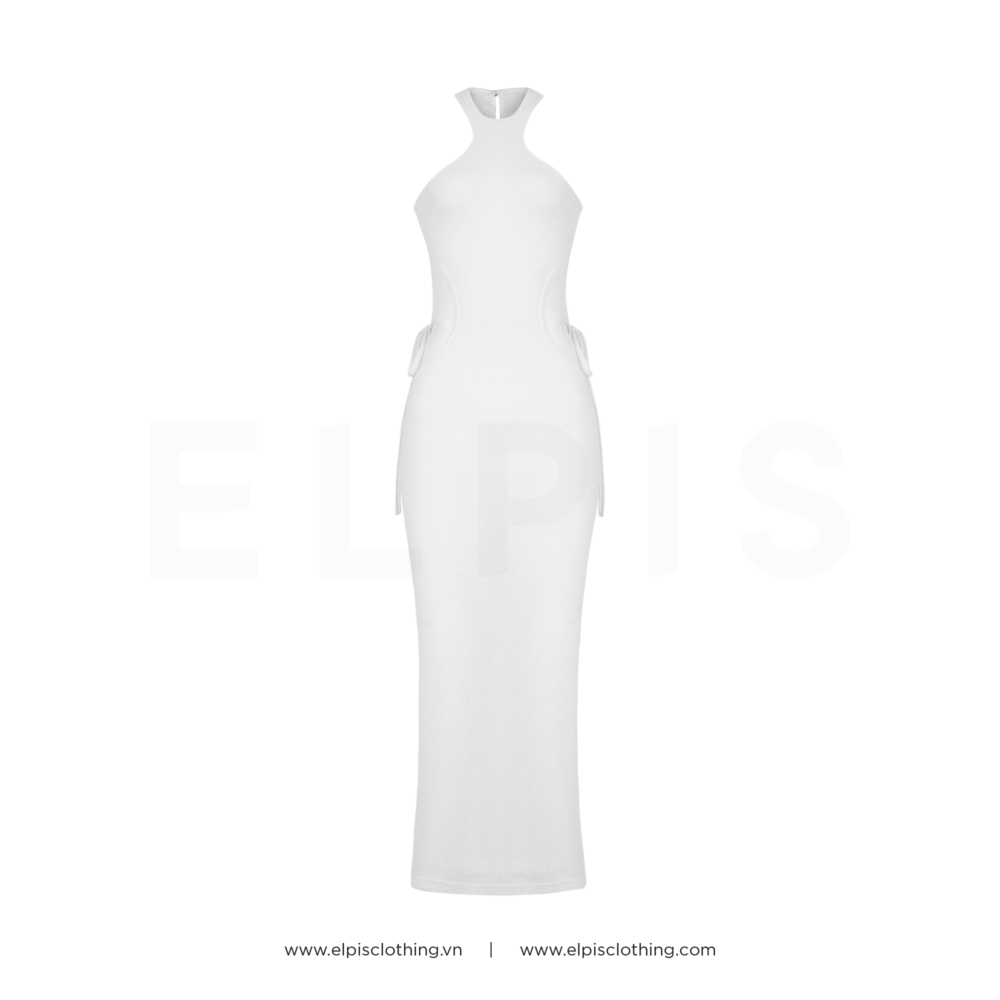 ELPIS - Đầm thun ôm cổ yếm cut-outs SS23D82
