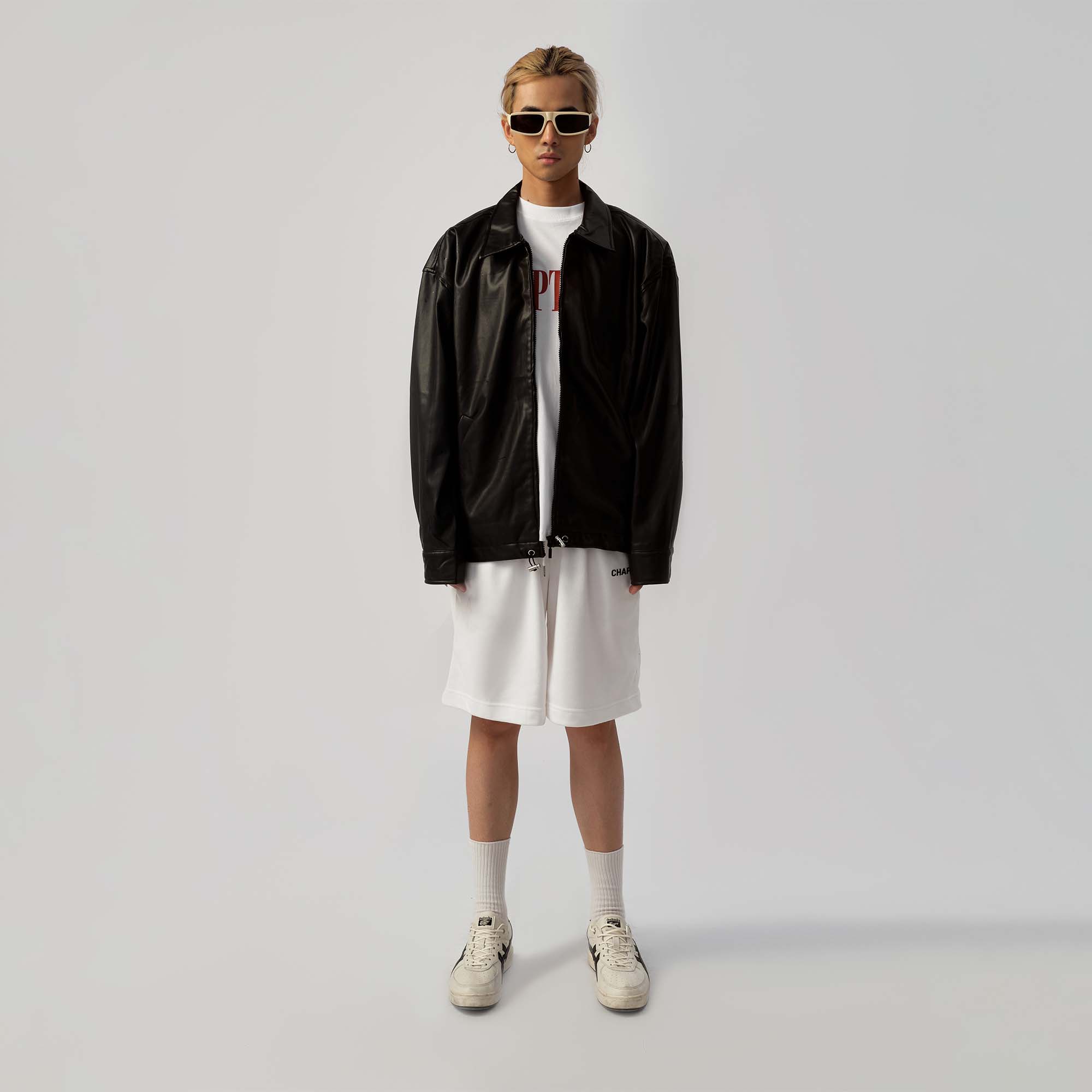Áo khoác da form rộng - Black Leather Jacket