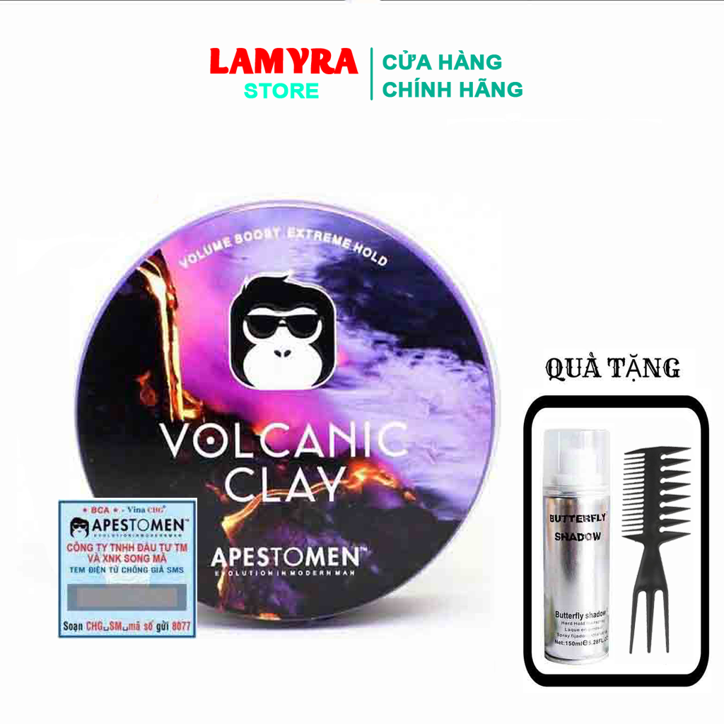 [Tặng kèm Gôm+Lược] Sáp Vuốt Tóc Nam Apestomen Volcanic Clay 80g chính hãng tem SMS tại  KEM