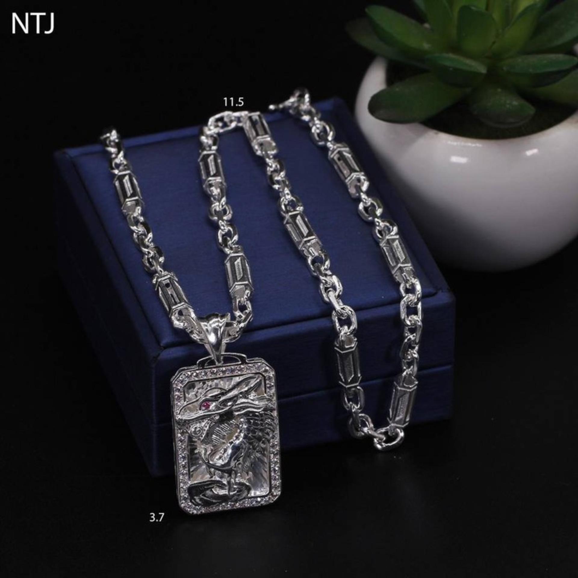 Dây Chuyền Vòng Cổ Nam Bạc 925 Rồng cuộn Uy Quyền
