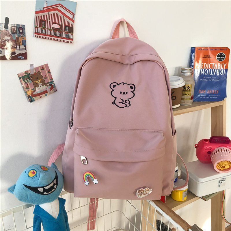 Balo đi học nữ thời trang Balo ulzzang học sinh TÚI LƯỚI ĐEN phong cách Hàn Quốc cao cấp chống nước bán kèm gấu bông BLHS1