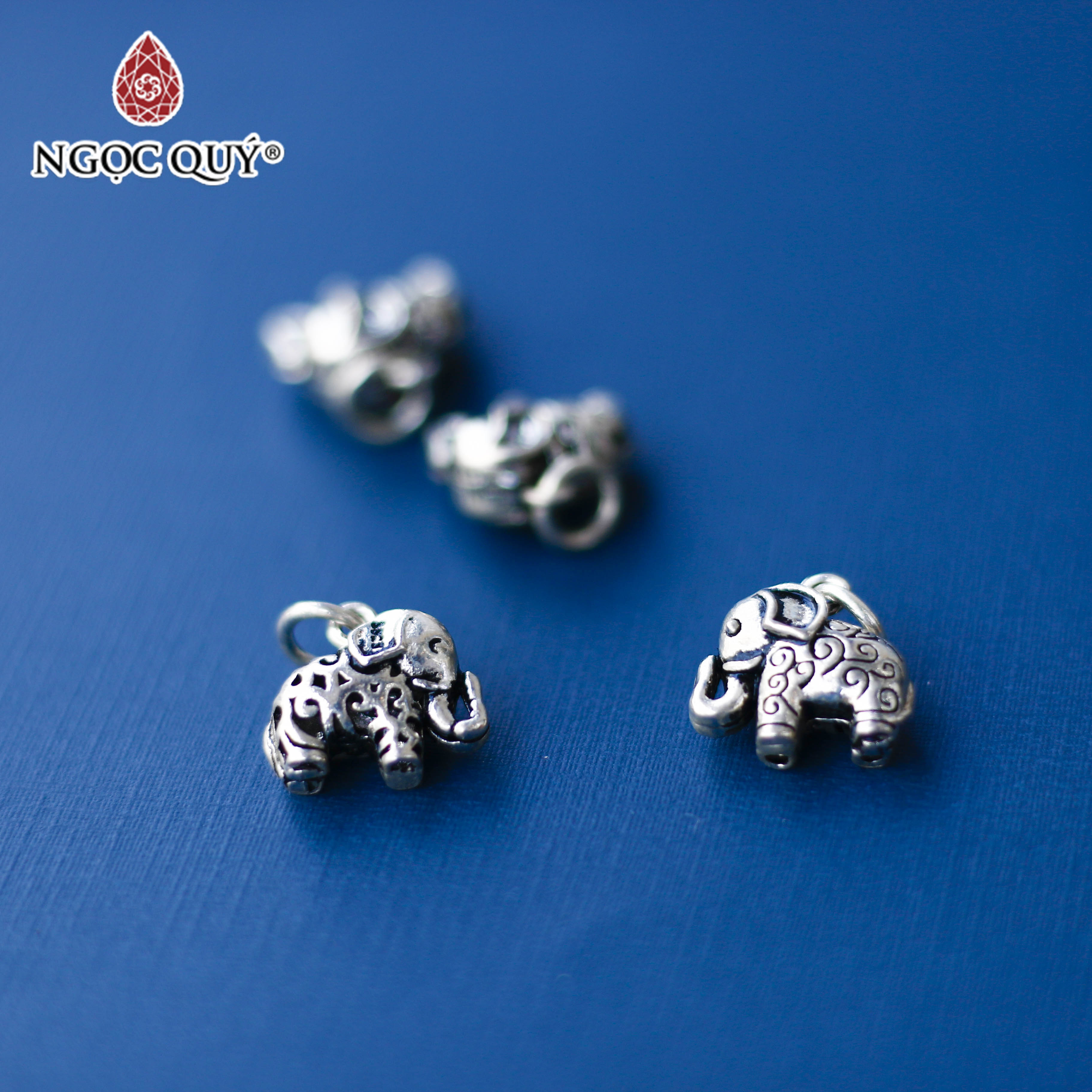 Charm bạc con voi treo - Ngọc Quý Gemstones