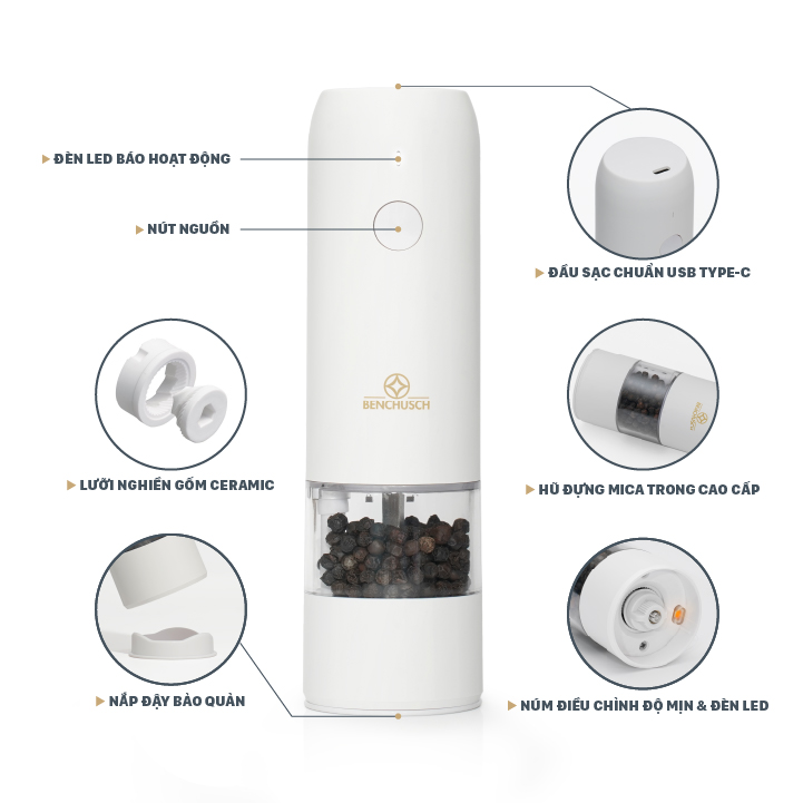 Combo 2 Máy Xay Tiêu Tự Động Bằng Điện Benchusch