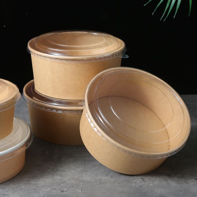 Bát giấy kraft đựng thức ăn có nắp 750ml-1000ml (set 10 hộp)