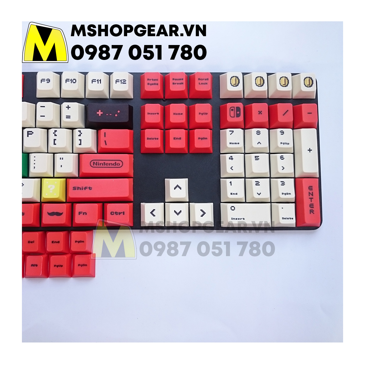 Keycap Mario đỏ thick pbt dye-sub cherry profile 119 keys