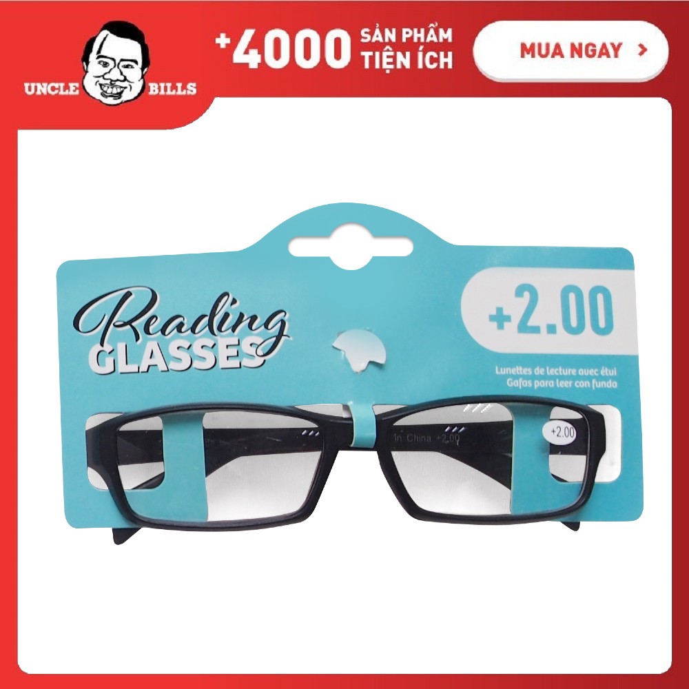 Kính Đọc Sách +2.00 Độ Màu Đen Uncle Bills