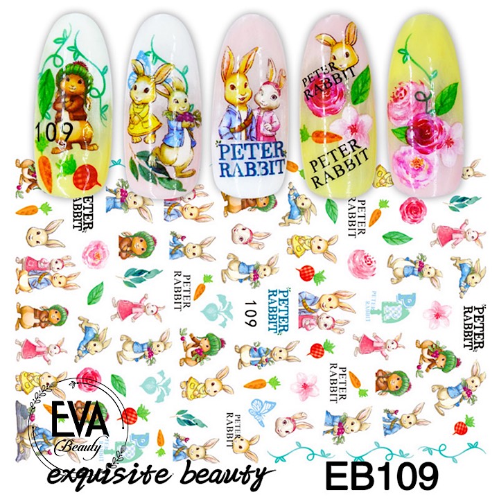 [HCM]Decal Dán Móng Tay 3D Nail Sticker Hoạ Tiết Thỏ Con Peter Rabbit EB109