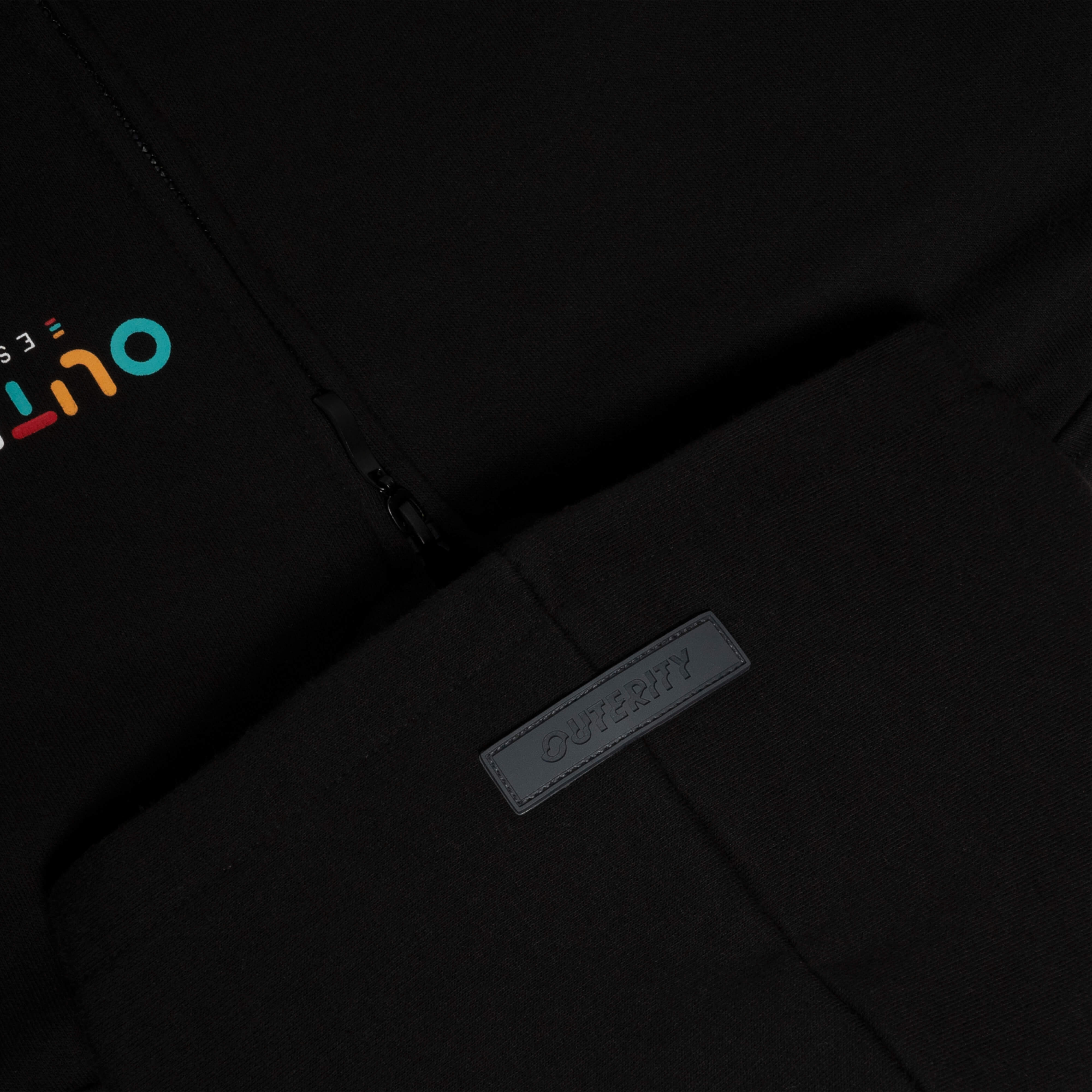 Áo Hoodie Zip Outerity Rainbow Nỉ Bông / ĐEN - ORT.B 403
