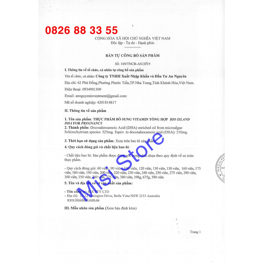 DHA Bioisland cho bà Bầu Úc Lọ 60 viên ( DHA Bầu)