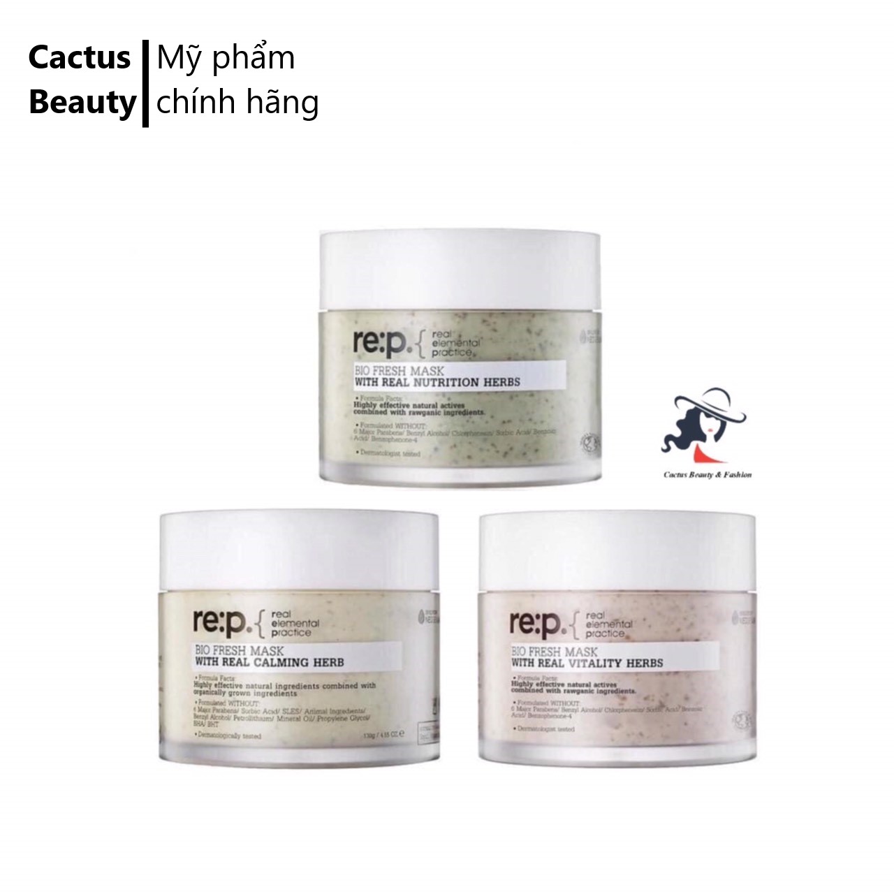 [HCM]Mặt nạ đất sét Re:p Bio Fresh Mask With Real Herbs 130g đủ mùi