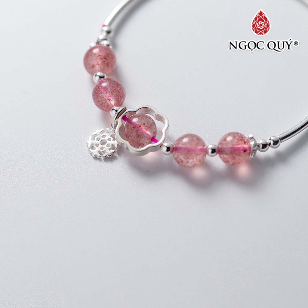 Vòng Tay Bạc Thạch Anh Dâu - Ngọc Quý