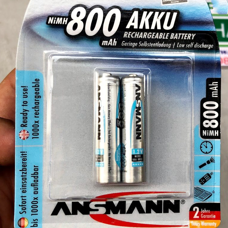 Combo 2 vỉ pin sạc aaa Ansmann 800mAh (1 vỉ 2 viên)