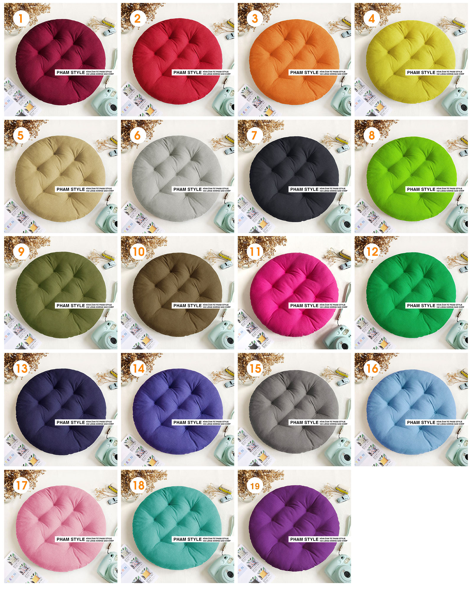 Đệm Tròn Ngồi Bệt COLOR (40,45,50cm)