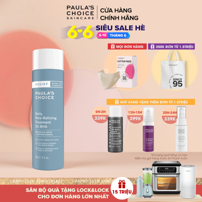 Dung dịch tẩy da chết và se khít lỗ chân lông Paula’s Choice Resist Daily Pore refining Treatment 2% BHA 7820 giá rẻ