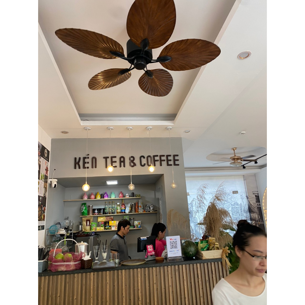 Quạt Trần Cánh lá cọ không đèn ( động cơ DC 6 tốc độ gió)