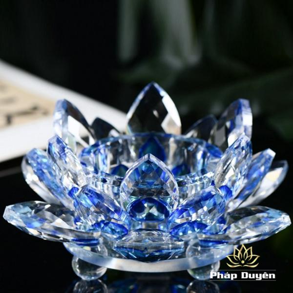 Đế Nến Hoa Sen Thấp Pha Lê Nhiều Màu Sắc 12cm