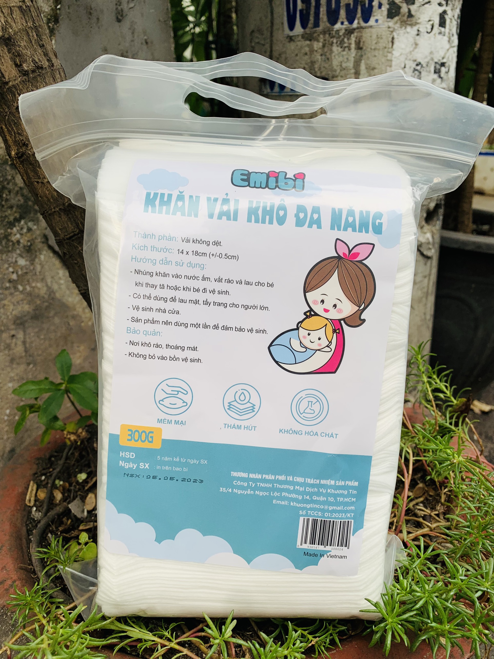 Khăn khô đa năng Emibi 300g/bịch
