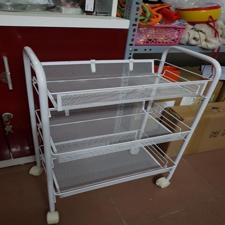 Xe đẩy spa 3 tầng sắt khay lưới XDS03