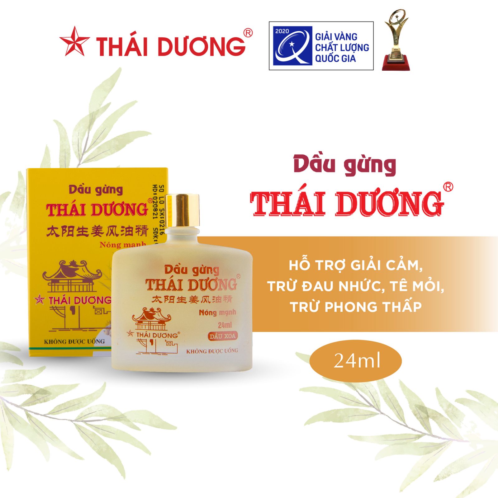 Dầu gió gừng Thái Dương 24ml - Sao Thái Dương