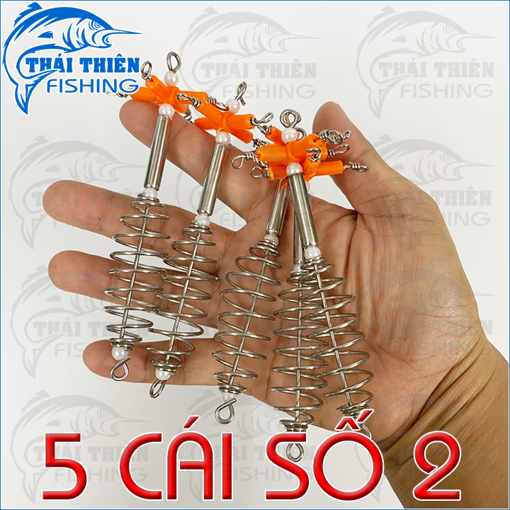 Bộ 5 cái lò xo lăng xê chữ thập bằng thép không gỉ dùng buộc lưỡi câu lăng xê