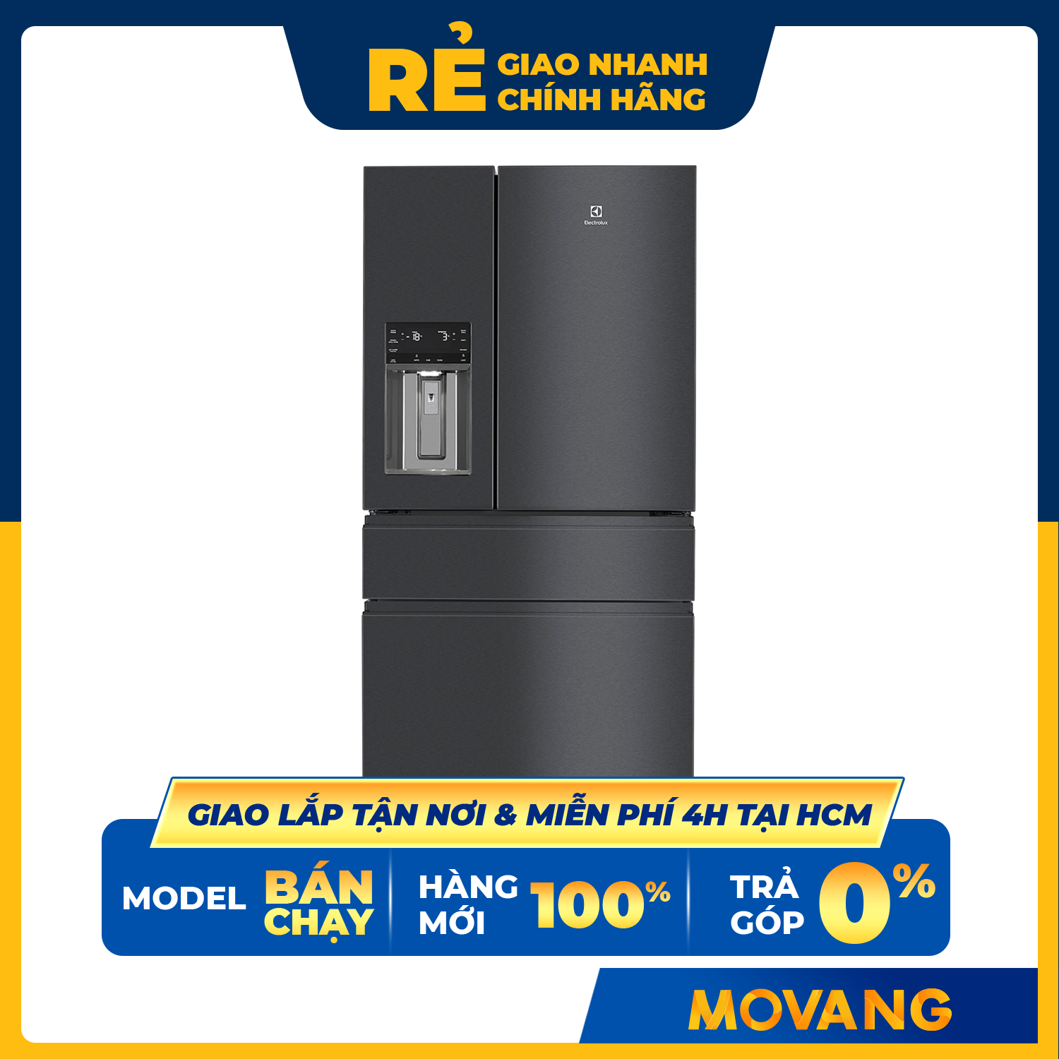 [GIAO TẠI HCM] -  Tủ Lạnh Electrolux Inverter 615 lít EHE6879A-B