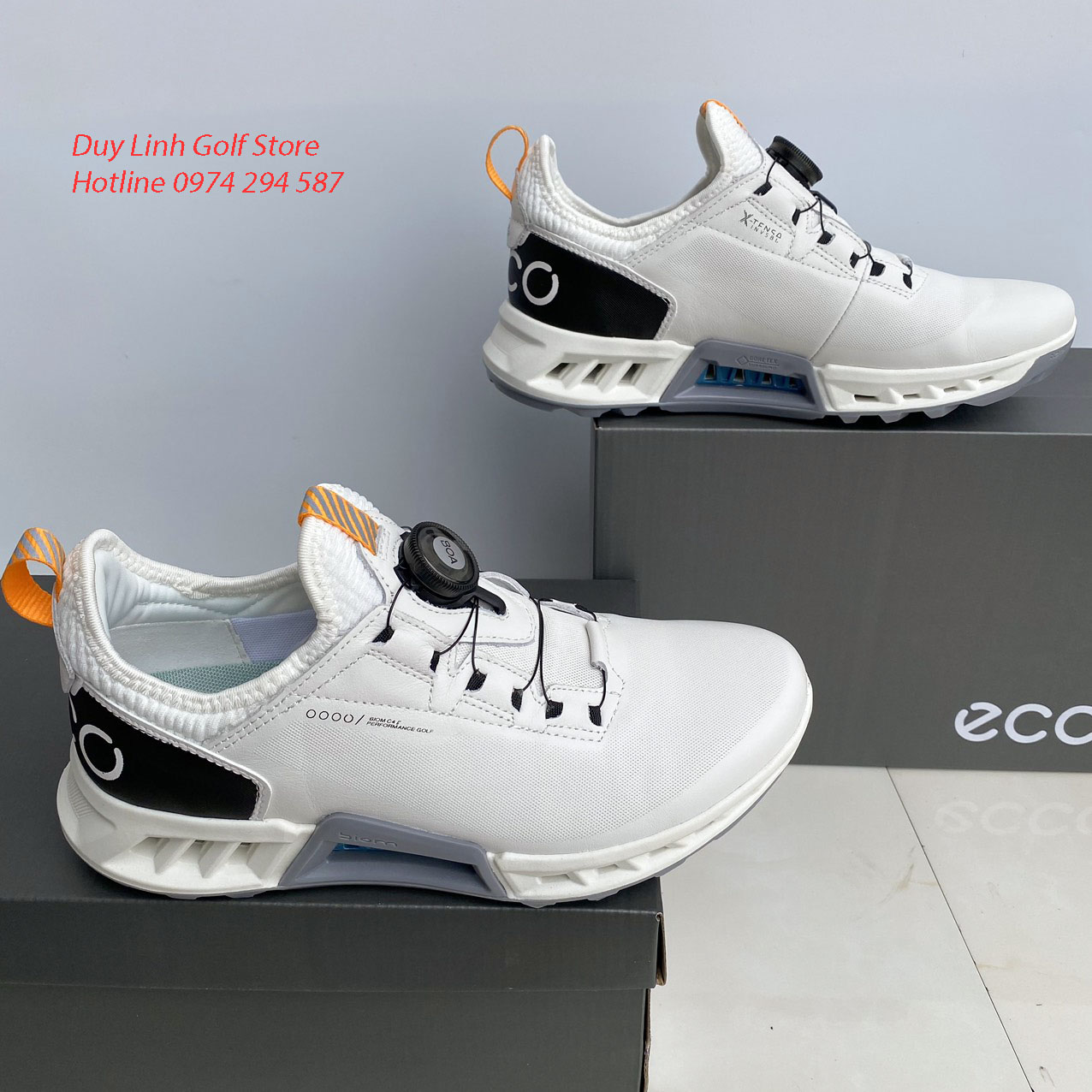 giày golf nam ecco, có nút vặn, chất liệu da pu cao cấp không thấm nước, đi êm chân, men's golf shoes, giày gôn nam