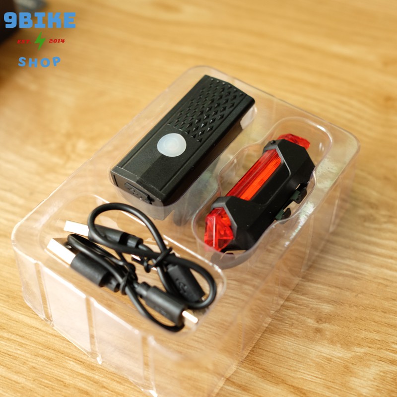 Đèn led xe đạp combo trước sau sạc USB DC- 2218