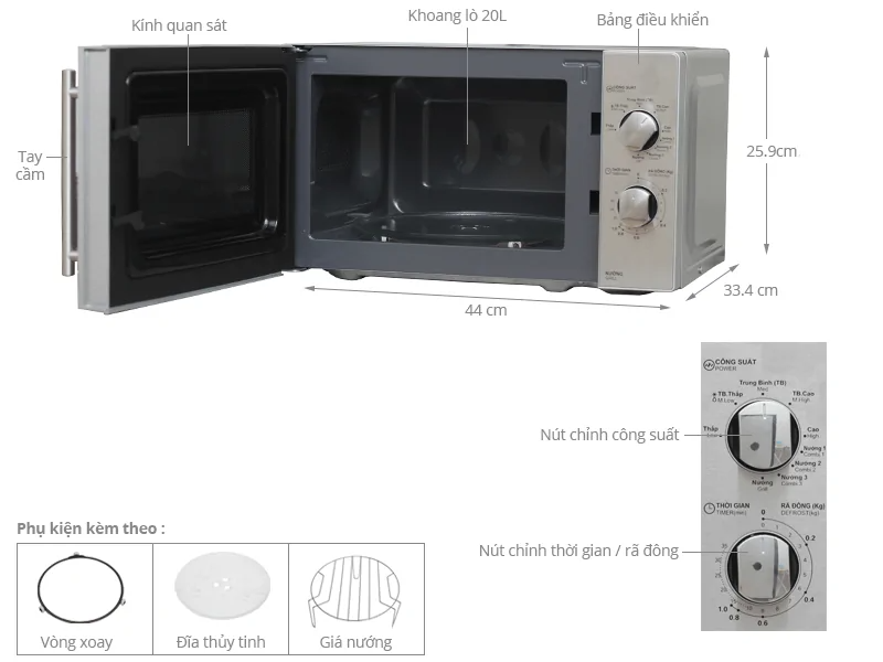 [GIAO TẠI HCM] - Lò vi sóng Sharp R-G227VN-M 20 lít