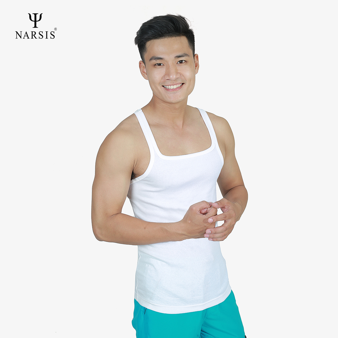 Áo thun nam Narsis D4051 màu trắng