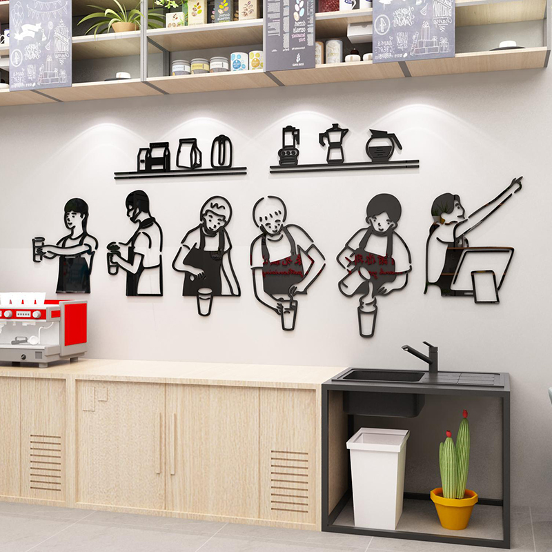 Tranh dán tường mica 3d - Love cafe