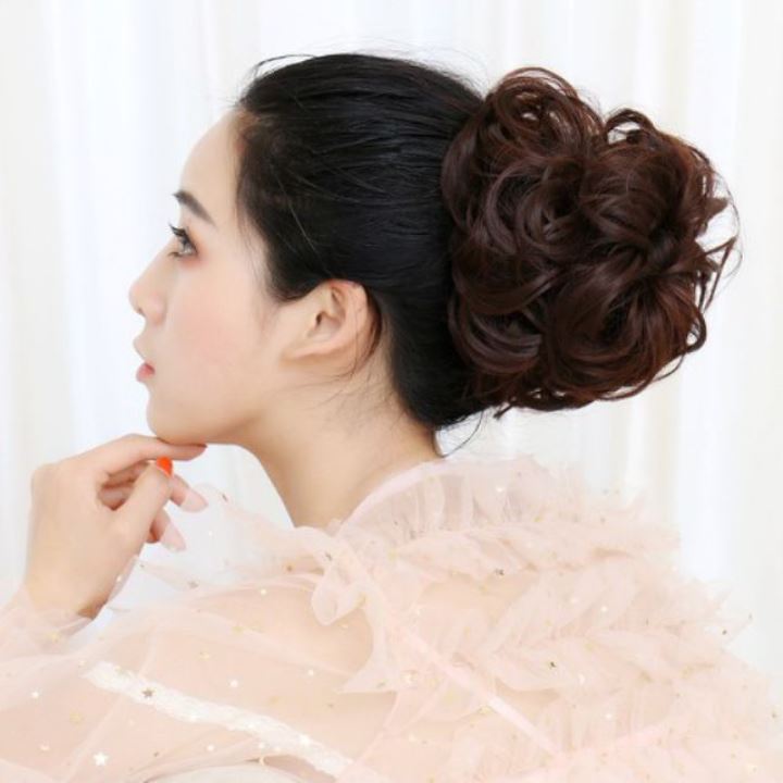 Búi tóc giả cho nữ, búi cột xoăn mềm như tóc thật