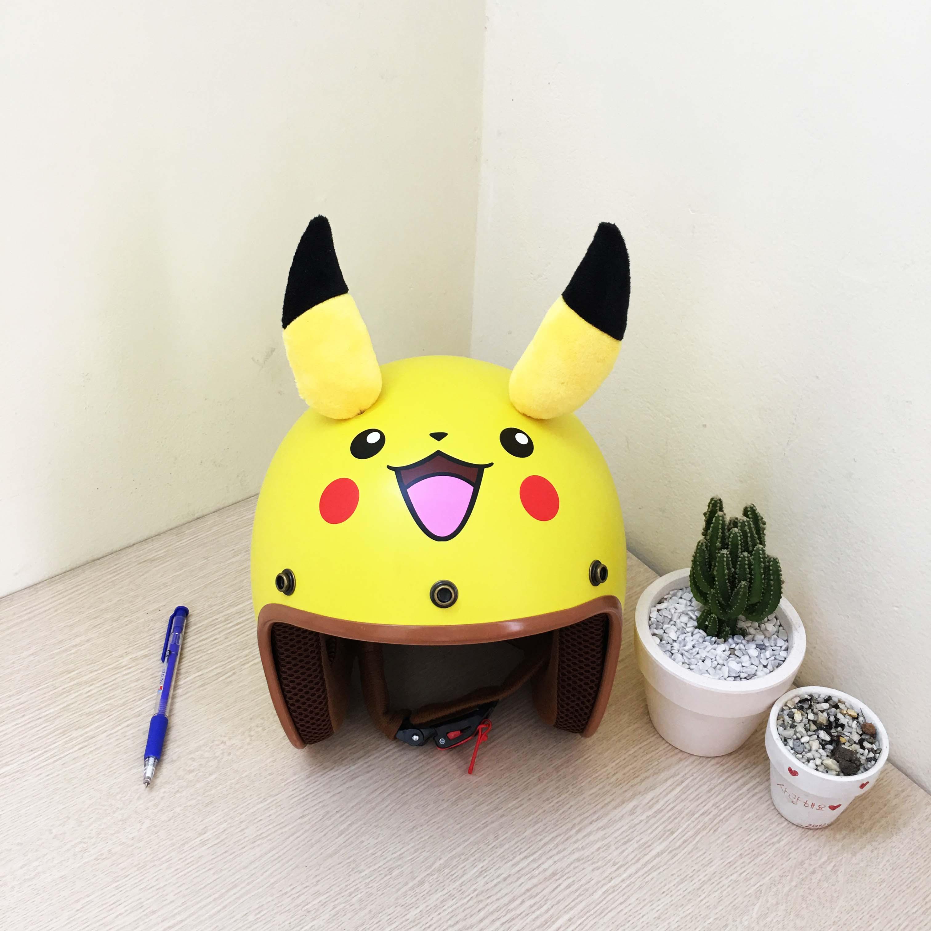 Mũ bảo hiểm 3/4 Pikachu hàng cao cấp ảnh thật