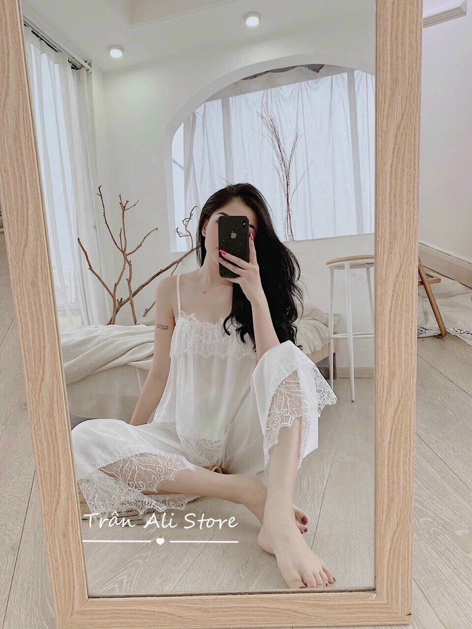 Đồ bộ mặc nhà 2 dây chất satin siêu mát nhà Miki store