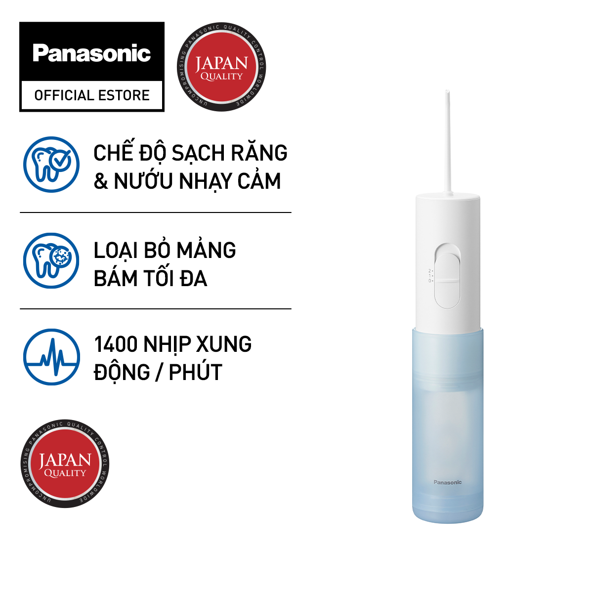 Máy tăm nước cầm tay panasonic dùng pin ew-dj11/ew-dj31 - hàng chính hãng - bảo hành 12 tháng