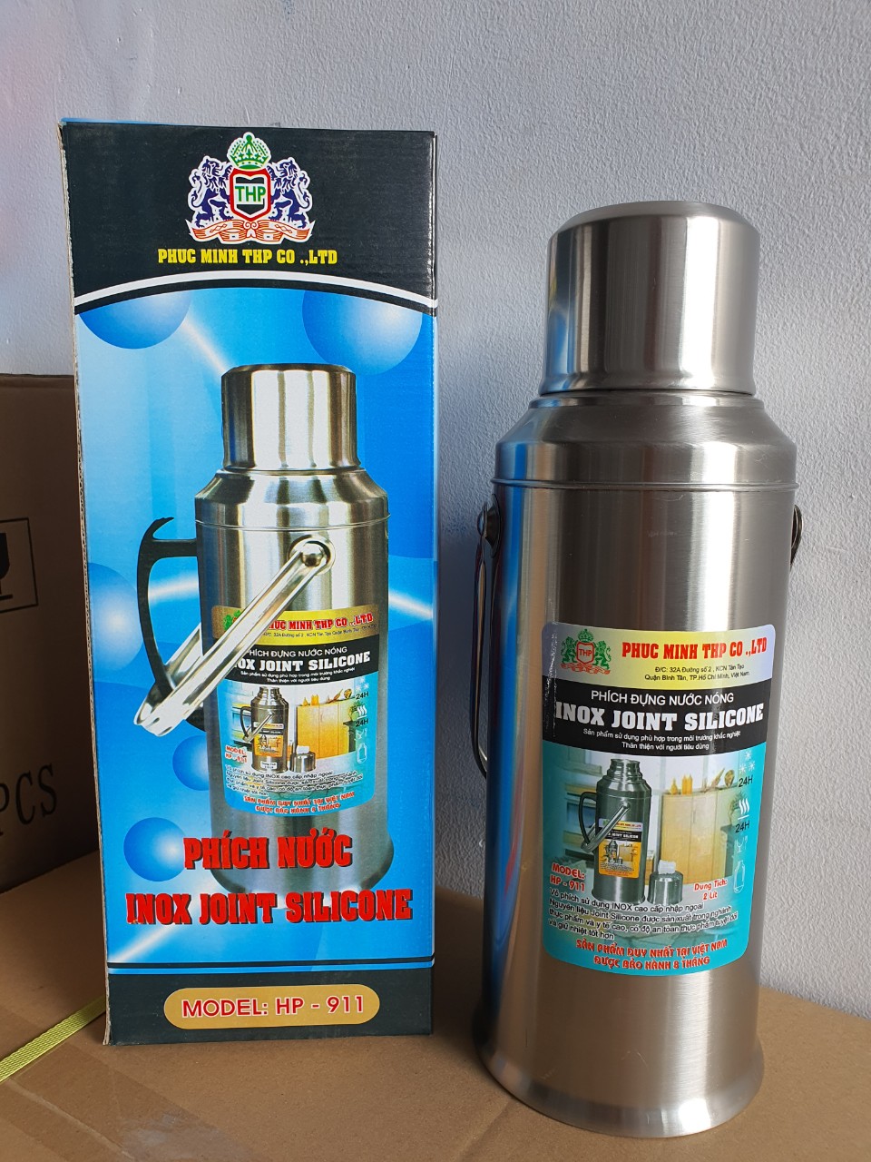 [HCM]PHÍCH NƯỚC MODEL : HP911 VỎ INOX CAO CẤP Dung tích 2.0L Joint Silicone