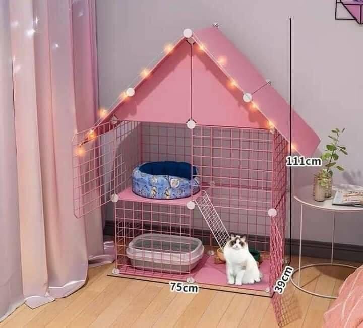 [HCM] Combo chuồng Mèo 2 tầng , có mái che - kích thước 72x37x105cm ( kèm đầy đủ phụ kiện lắp chuồng )