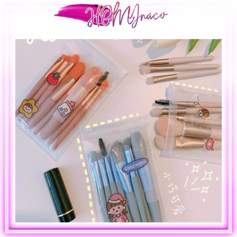 Set 8 cọ màu pastel ulzzang kèm túi zip đáng yêu