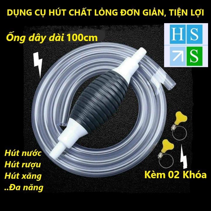 Dụng cụ bơm hút nước, chất lỏng đa năng kèm 2 khóa (Dài 100cm)